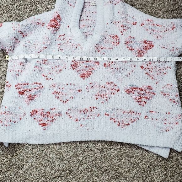 POL Baby Blue & Red & Pink Heart Cropped Oversized Sweater - Picture 3 of 5